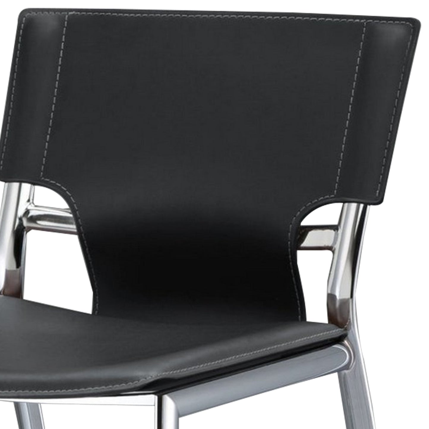 Jan 29 Inch Barstool Chair, Cushioned, Set of 2, Gray Faux Leather, Chrome Metal