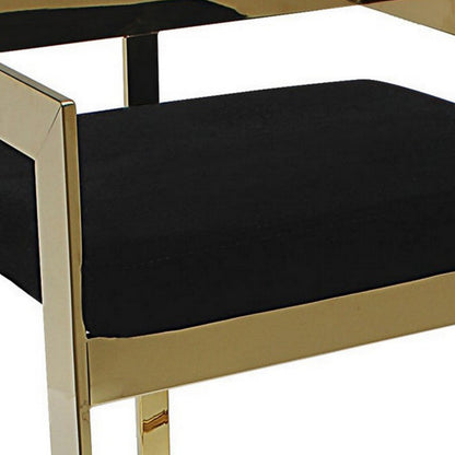 Gei 30 Inch Barstool Chair, Cantilever Base, Black Velvet Padded Seat, Gold