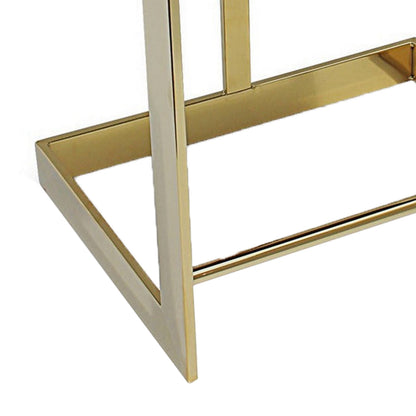 Gei 30 Inch Barstool Chair, Cantilever Base, Black Velvet Padded Seat, Gold