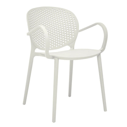 Feni 22 Inch Side Dining Armchair Set of 4, Indoor Outdoor, White Finish