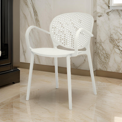 Feni 22 Inch Side Dining Armchair Set of 4, Indoor Outdoor, White Finish