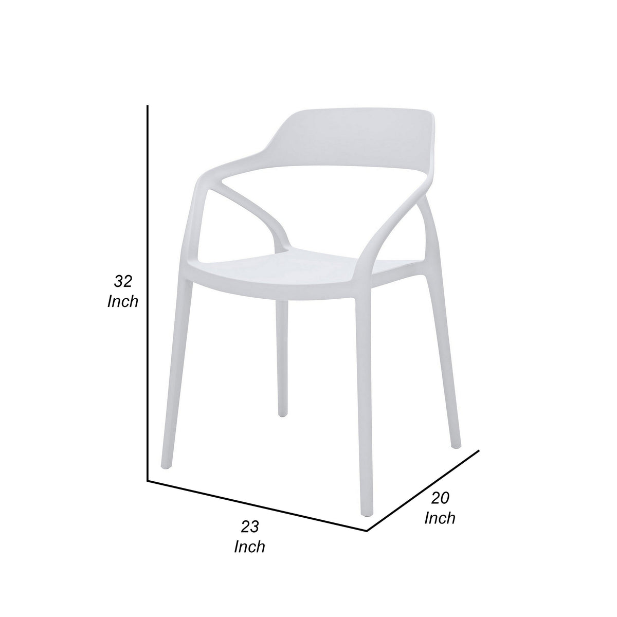 Geni 23 Inch Side Dining Chair Set of 4, Indoor Outdoor, White Finish