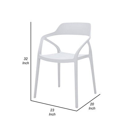 Geni 23 Inch Side Dining Chair Set of 4, Indoor Outdoor, White Finish