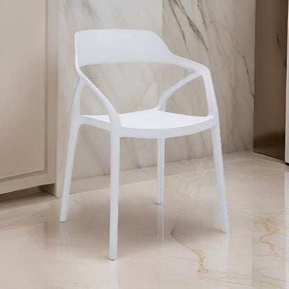 Geni 23 Inch Side Dining Chair Set of 4, Indoor Outdoor, White Finish