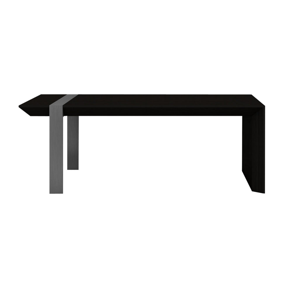 Hexy 48 Inch Coffee Table, Rectangular, Wenge Brown Wood Finish, Chrome