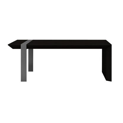 Hexy 48 Inch Coffee Table, Rectangular, Wenge Brown Wood Finish, Chrome