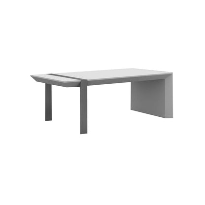 Hexy 48 Inch Coffee Table, Rectangular, White Wood Finish, Chrome Steel