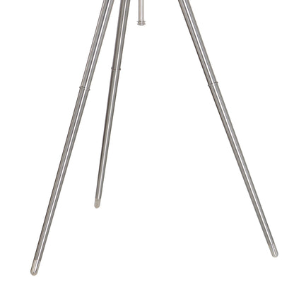 66 Inch Floor Lamp with White Drum Shade, Modern Chrome Metal Tripod Base
