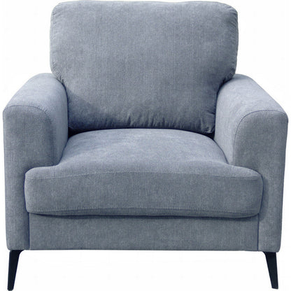 Jake 37 Inch Accent Sofa Armchair, Gray Chenille Foam Cushions, Metal Legs