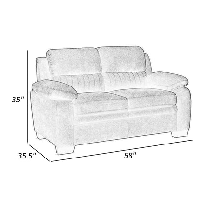 Hugh 58 Inch Loveseat, Dark Gray Polyester, Foam Cushioned, Solid Wood