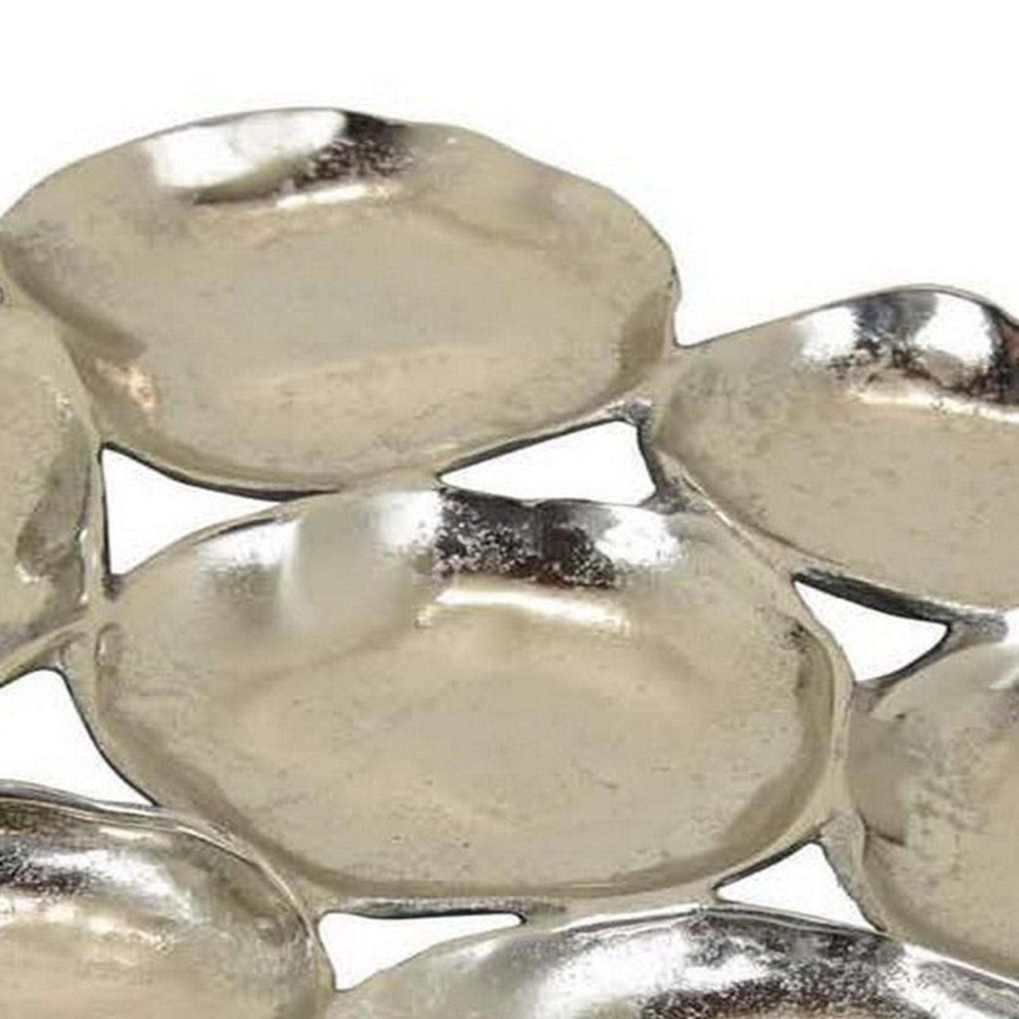 Jiva 9 Piece Decorative Bowl Set, Irregular Shaped Design, Silver Metal