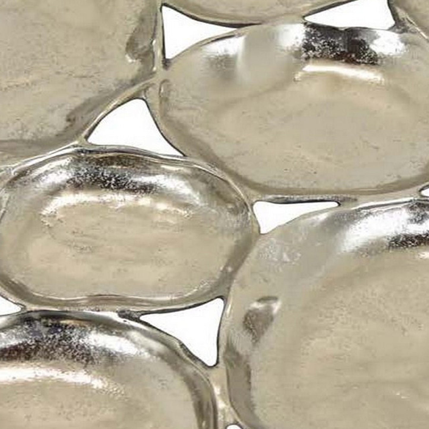 Jiva 9 Piece Decorative Bowl Set, Irregular Shaped Design, Silver Metal