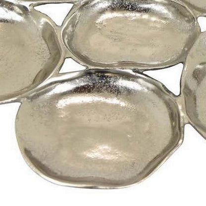 Jiva 9 Piece Decorative Bowl Set, Irregular Shaped Design, Silver Metal