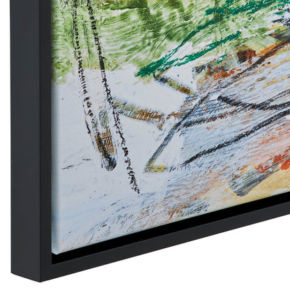 25 x 37 Handcrafted Wall Art Abstract Giclee, Black Frame, Multicolor
