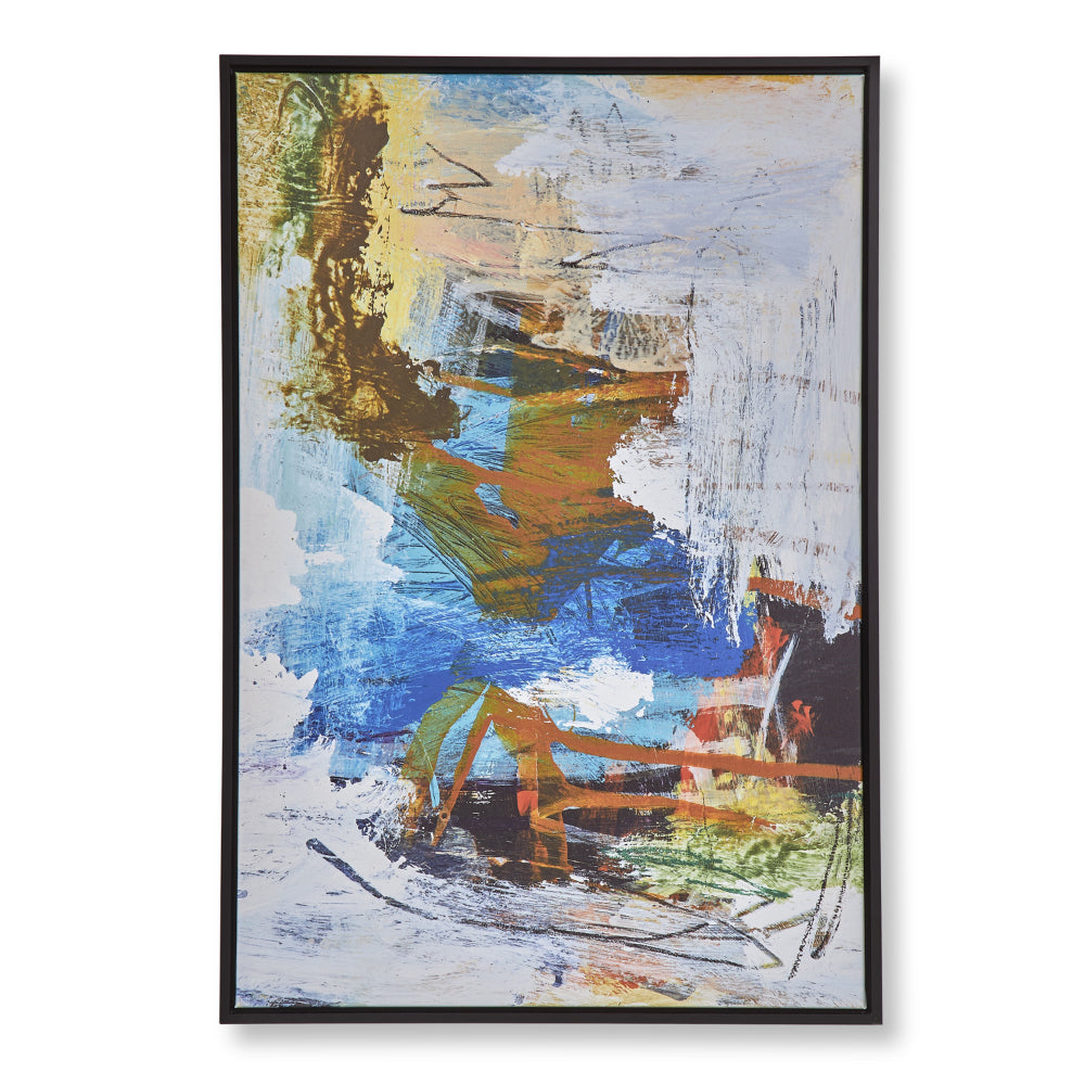 25 x 37 Handcrafted Wall Art Abstract Giclee, Black Frame, Multicolor