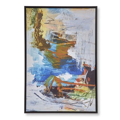 25 x 37 Handcrafted Wall Art Abstract Giclee, Black Frame, Multicolor