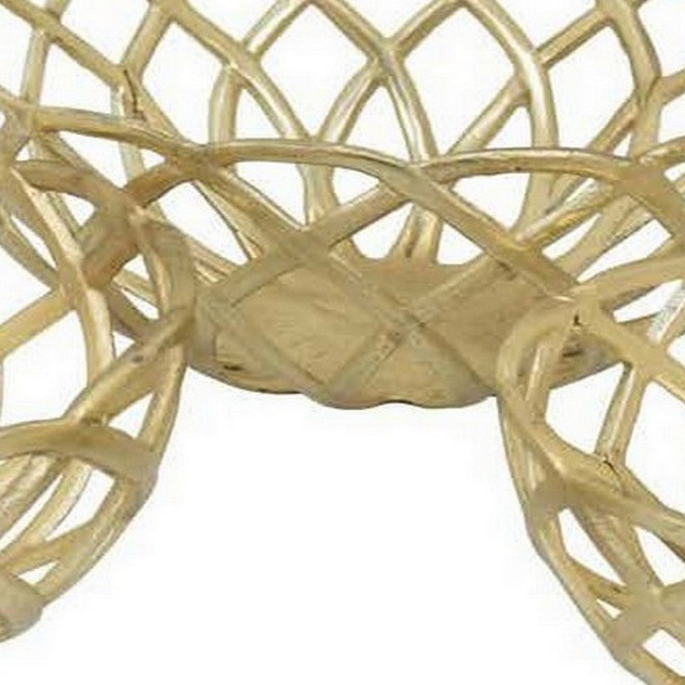 Lyna 18 Inch Modern Decorative Metal Basket Set of 3, Gold Color