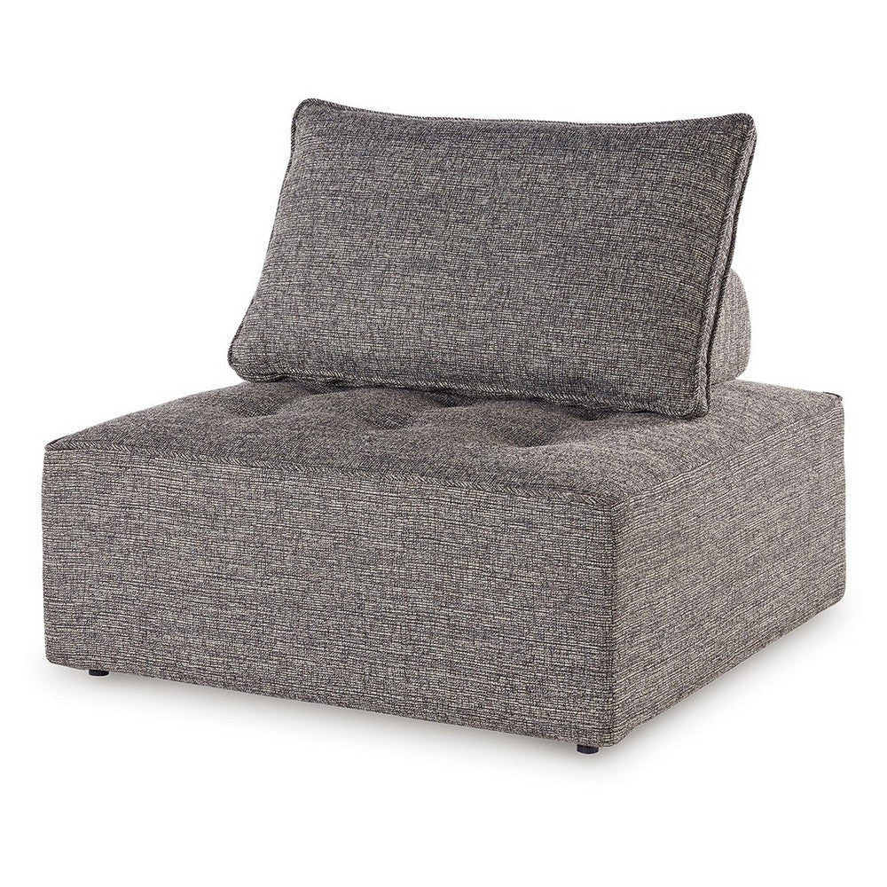 Lily 38 Inch Outdoor Lounge Chair, Armless Cushioned Seat, Brown Finish