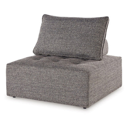 Lily 38 Inch Outdoor Lounge Chair, Armless Cushioned Seat, Brown Finish
