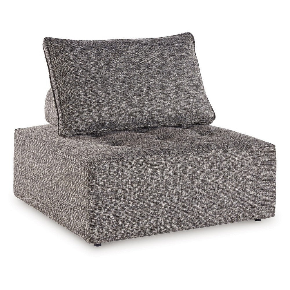 Lily 38 Inch Outdoor Lounge Chair, Armless Cushioned Seat, Brown Finish