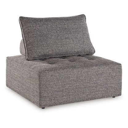 Lily 38 Inch Outdoor Lounge Chair, Armless Cushioned Seat, Brown Finish