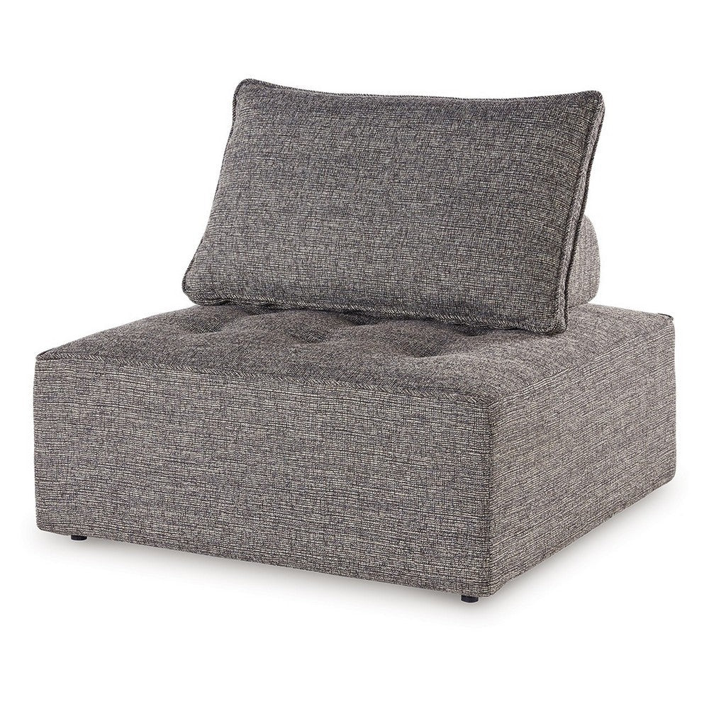 Lily 38 Inch Outdoor Lounge Chair, Armless Cushioned Seat, Brown Finish