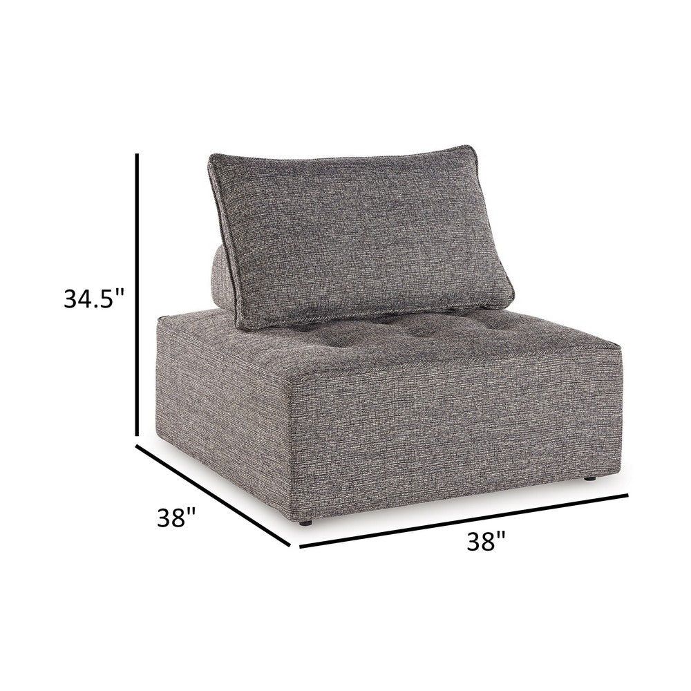 Lily 38 Inch Outdoor Lounge Chair, Armless Cushioned Seat, Brown Finish