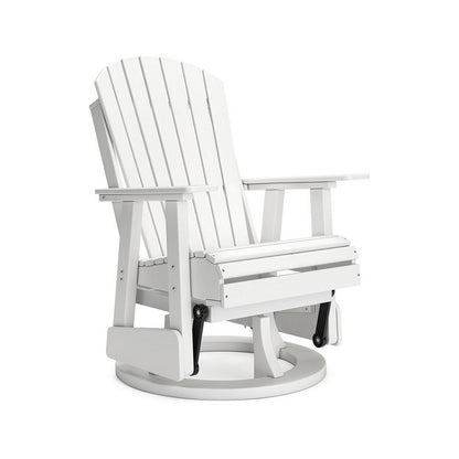 Sami 31 Inch Outdoor Swivel Glider Chair, Slatted, Adirondack, White Finish
