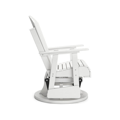 Sami 31 Inch Outdoor Swivel Glider Chair, Slatted, Adirondack, White Finish