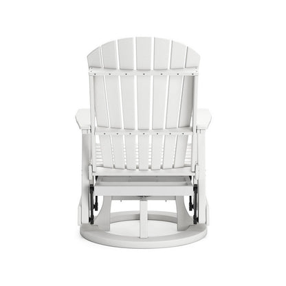 Sami 31 Inch Outdoor Swivel Glider Chair, Slatted, Adirondack, White Finish