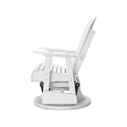 Sami 31 Inch Outdoor Swivel Glider Chair, Slatted, Adirondack, White Finish