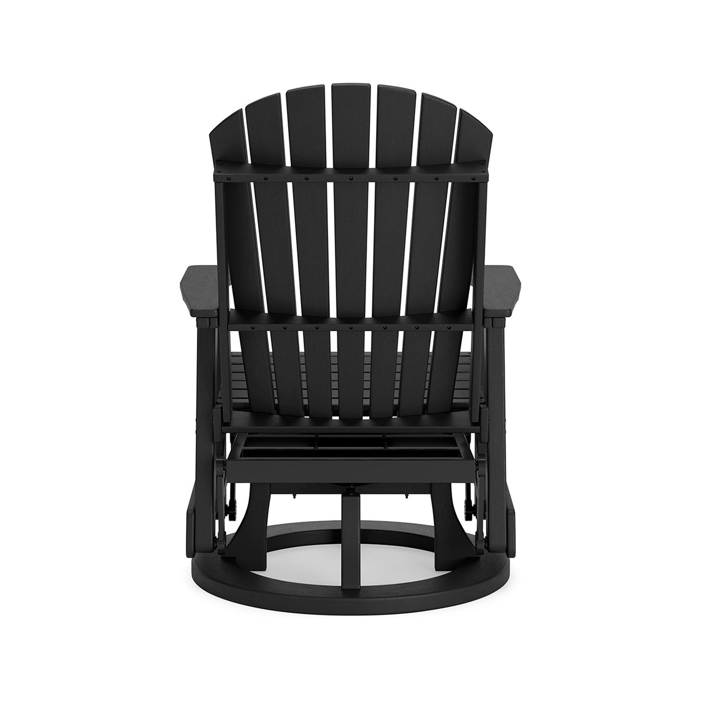 Sami 31 Inch Outdoor Swivel Glider Chair, Slatted, Adirondack, Black Finish