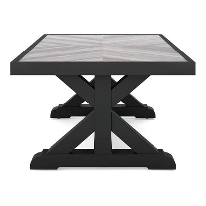 Tira 48 Inch Outdoor Coffee Table, Tile Top, Black, Light Gray Finish