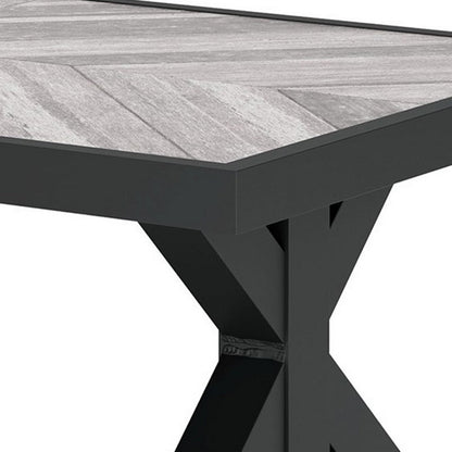 Tira 48 Inch Outdoor Coffee Table, Tile Top, Black, Light Gray Finish