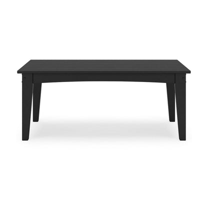 Fini 44 Inch Outdoor Coffee Table, Slatted Top, Modern Style, Black Finish