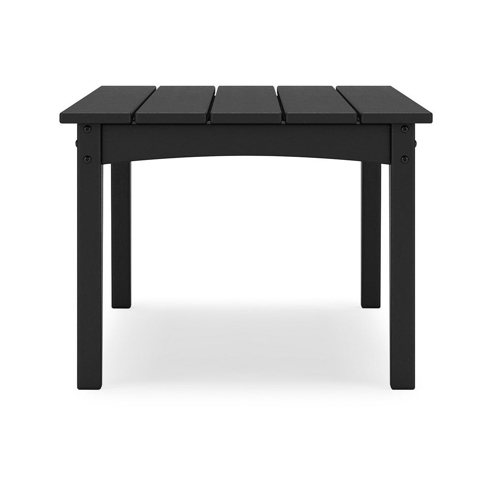 Fini 44 Inch Outdoor Coffee Table, Slatted Top, Modern Style, Black Finish
