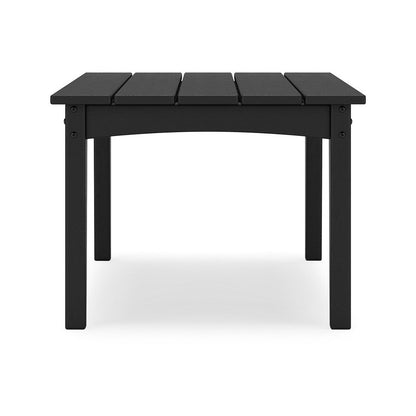 Fini 44 Inch Outdoor Coffee Table, Slatted Top, Modern Style, Black Finish