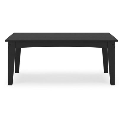 Fini 44 Inch Outdoor Coffee Table, Slatted Top, Modern Style, Black Finish