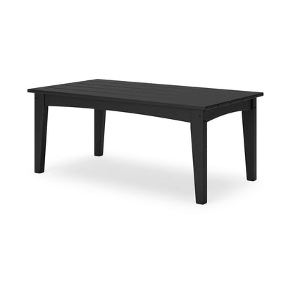 Fini 44 Inch Outdoor Coffee Table, Slatted Top, Modern Style, Black Finish