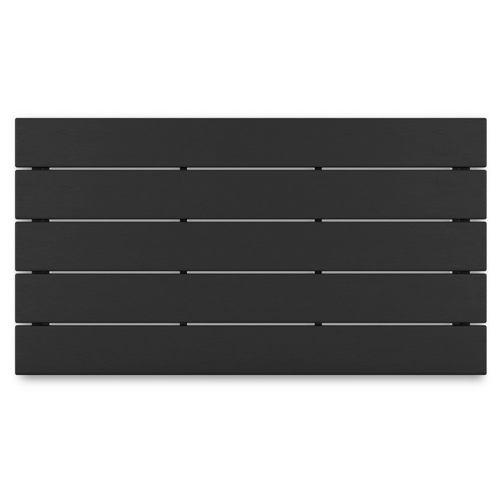 Fini 44 Inch Outdoor Coffee Table, Slatted Top, Modern Style, Black Finish