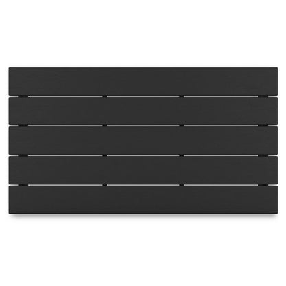 Fini 44 Inch Outdoor Coffee Table, Slatted Top, Modern Style, Black Finish
