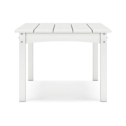 Fini 44 Inch Outdoor Coffee Table, Slatted Top, Modern Style, White Finish