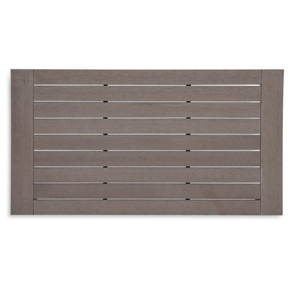 Karo 49 Inch Outdoor Coffee Table, Slatted Top, Modern Style, Taupe Brown