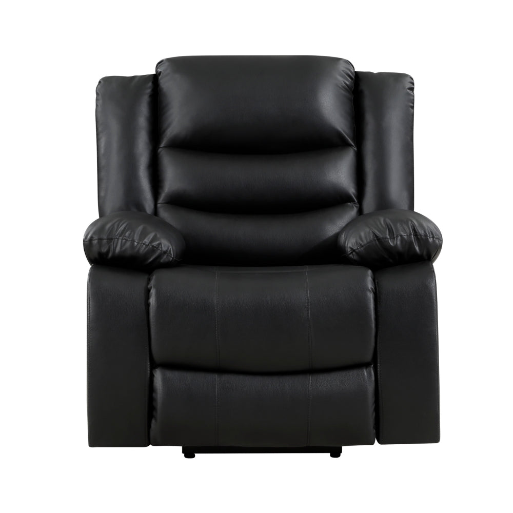 Carry 39 Inch Power Lift Recliner Chair, Black Faux Leather, Solid Wood