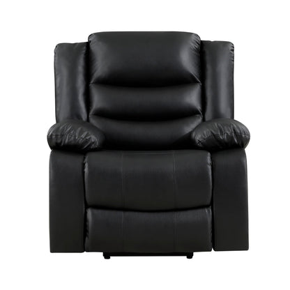 Carry 39 Inch Power Lift Recliner Chair, Black Faux Leather, Solid Wood