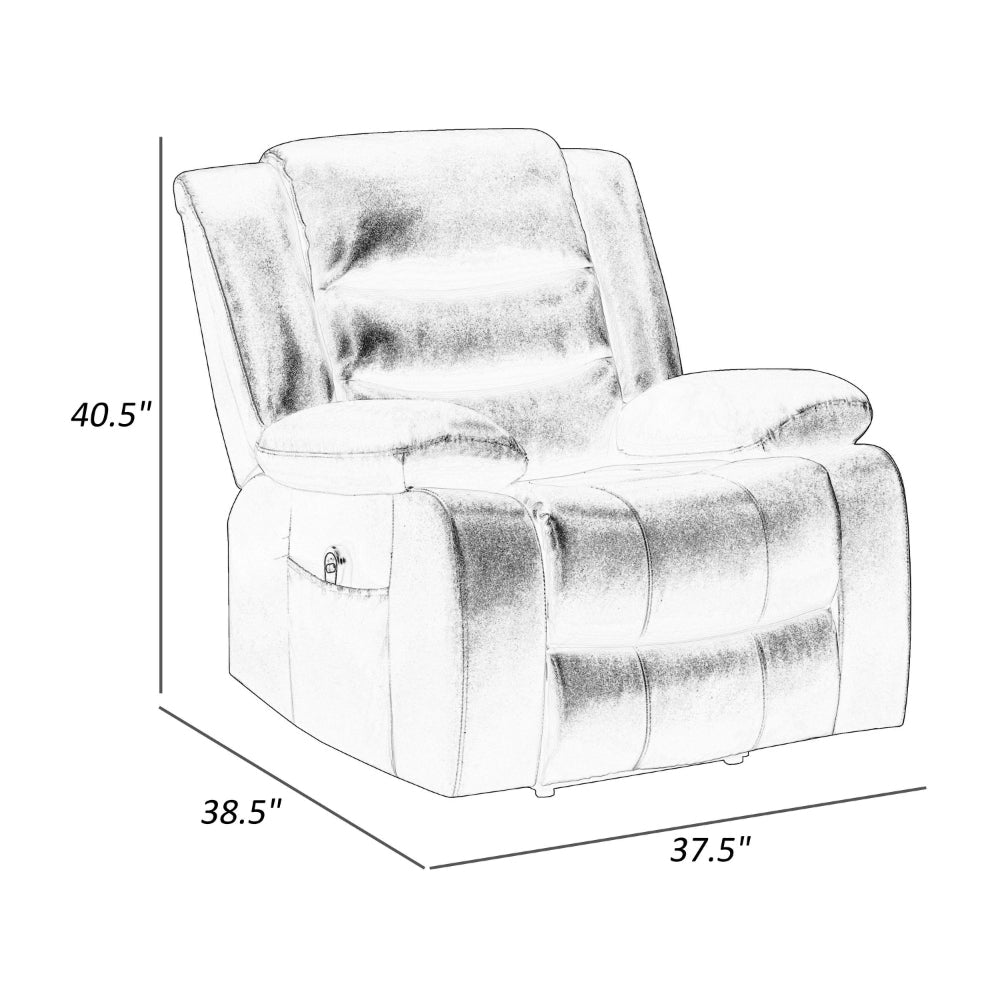 Carry 39 Inch Power Lift Recliner Chair, Black Faux Leather, Solid Wood