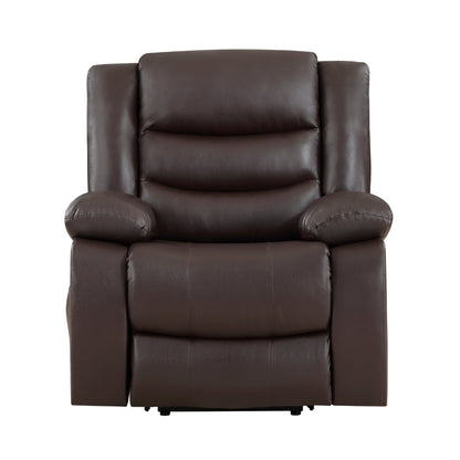 Carry 39 Inch Power Lift Recliner Chair, Solid Wood Dark Brown Faux Leather