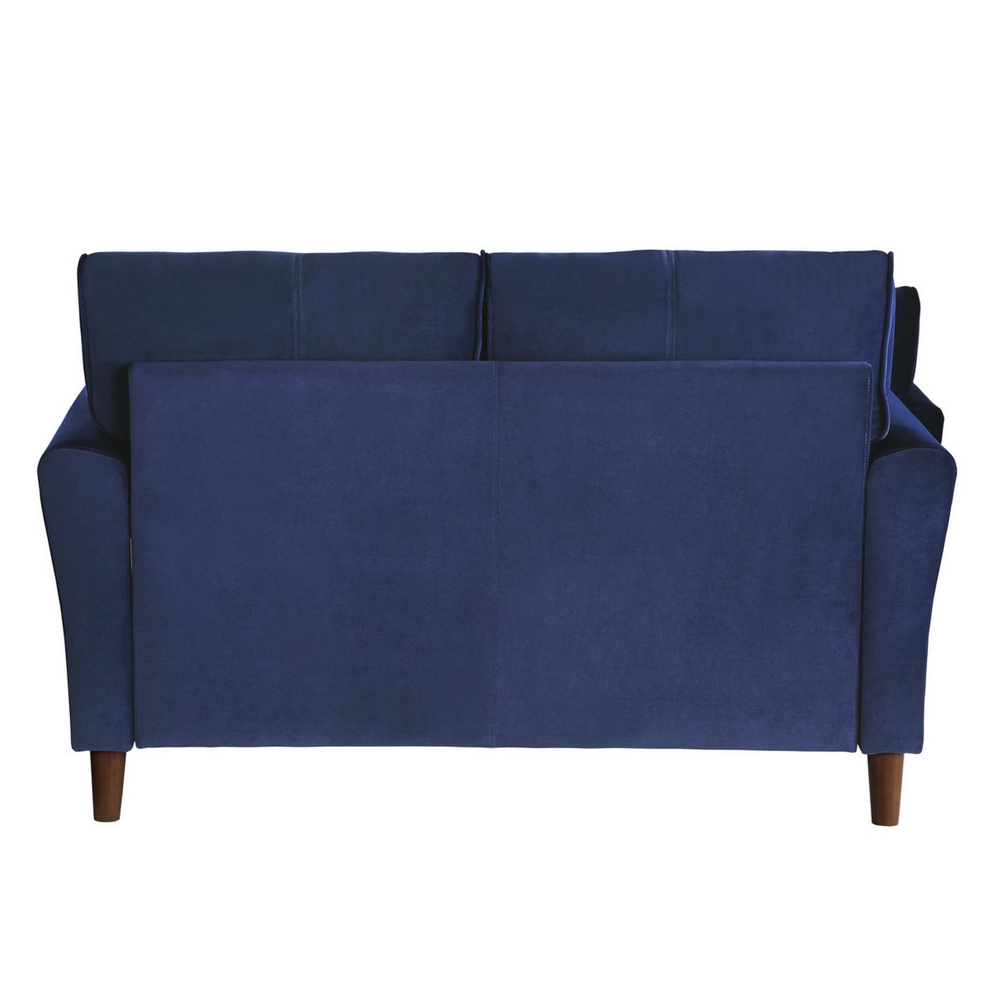 Sarah 57 Inch Loveseat, Blue Velvet, Stitch Tufting, Reversible Cushions