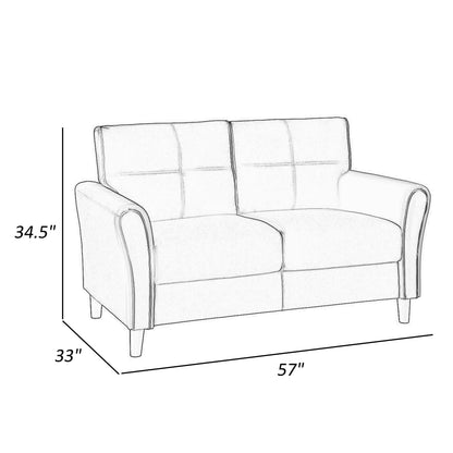 Sarah 57 Inch Loveseat, Blue Velvet, Stitch Tufting, Reversible Cushions