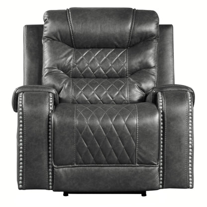 Paul 38 Inch Power Swivel Glider Recliner Chair, USB, Gray Faux Leather